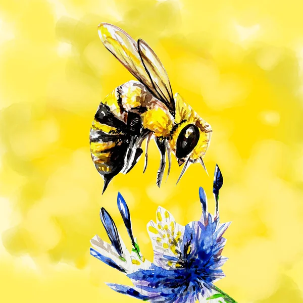 Ilustracja Karta Post Bee — Zdjęcie stockowe