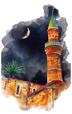  Müslüman Camii illüstrasyon sanat