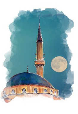 Müslüman Camii illüstrasyon sanat