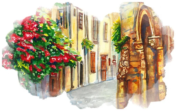 Cyprus Water Color Illustrtion Art — Stock Photo, Image