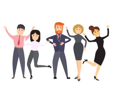 Mutlu ofis çalışanları illüstrasyon vektör 