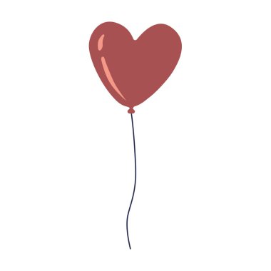 Beyaz arka plan üzerinde kalp şeklinde balon hava, vektör 