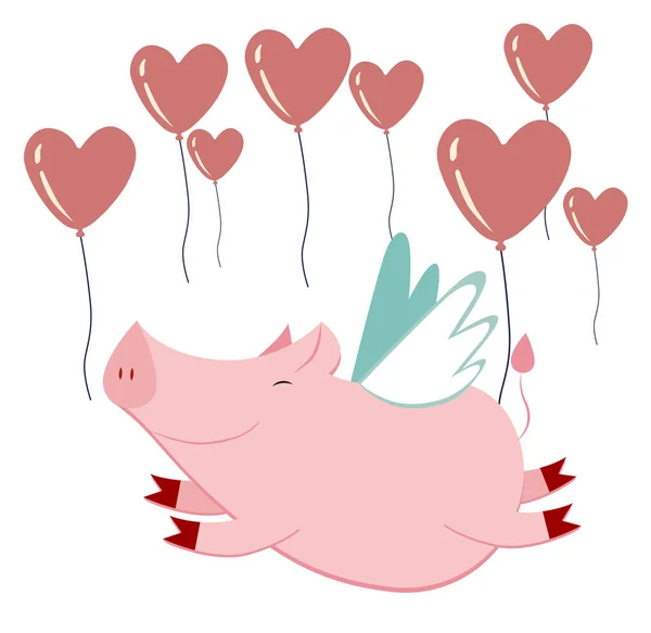 Cute Flying Pig Vector Illustration — Stock Vector