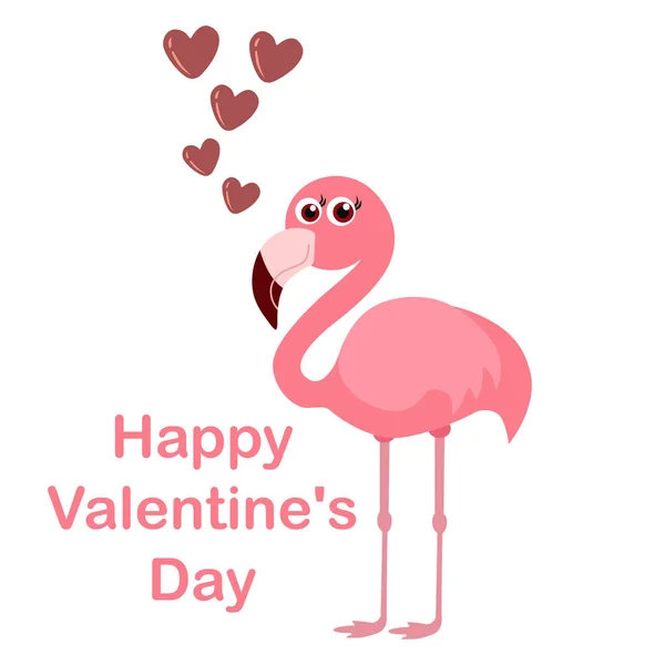 Flamingo Con Texto Feliz Día San Valentín Vector — Vector de stock