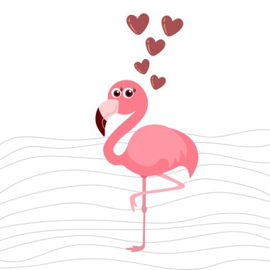 şirin flamingo arka plan, vektör çizim