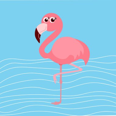 şirin flamingo arka plan, vektör çizim