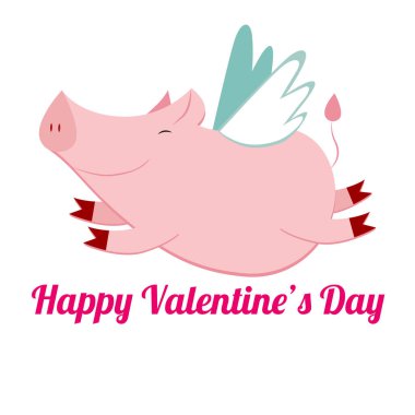 sevimli uçan domuz, vektör çizim