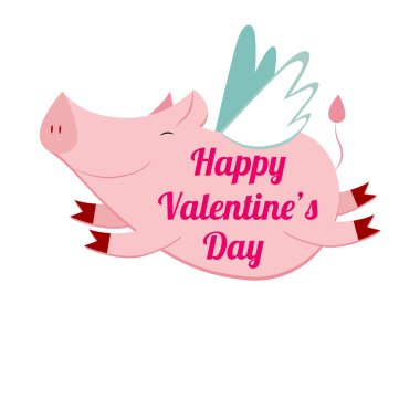 sevimli uçan domuz, vektör çizim