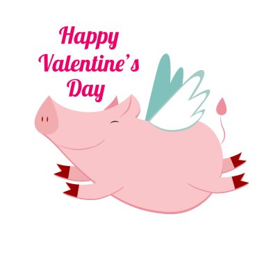 sevimli uçan domuz, vektör çizim