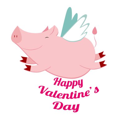 sevimli uçan domuz, vektör çizim