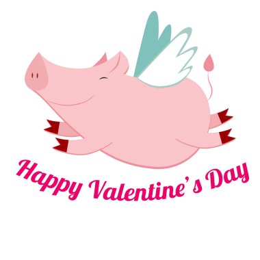 sevimli uçan domuz, vektör çizim