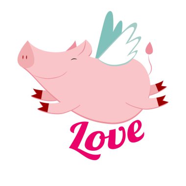 sevimli uçan domuz, vektör çizim