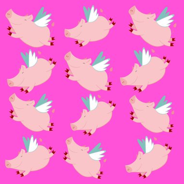 sevimli domuz deseni, vektör çizim