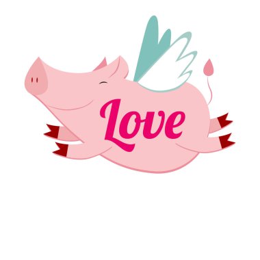 sevimli uçan domuz, vektör çizim