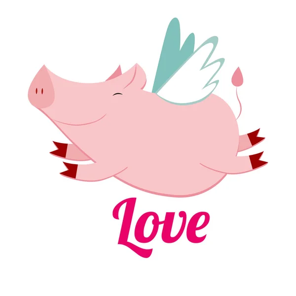 Cute Flying Pig Vector Illustration — Stock Vector