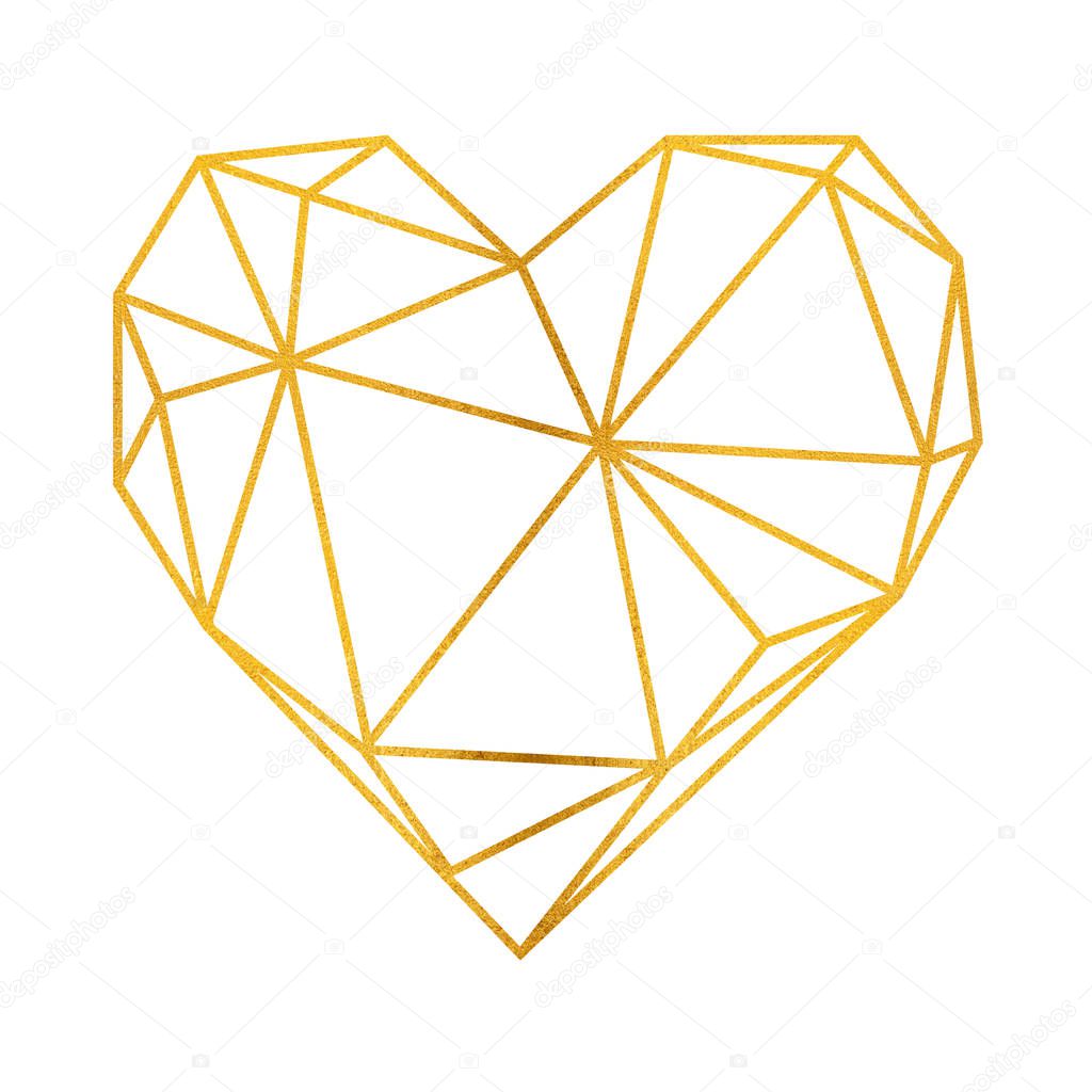 Print golden heart illustration