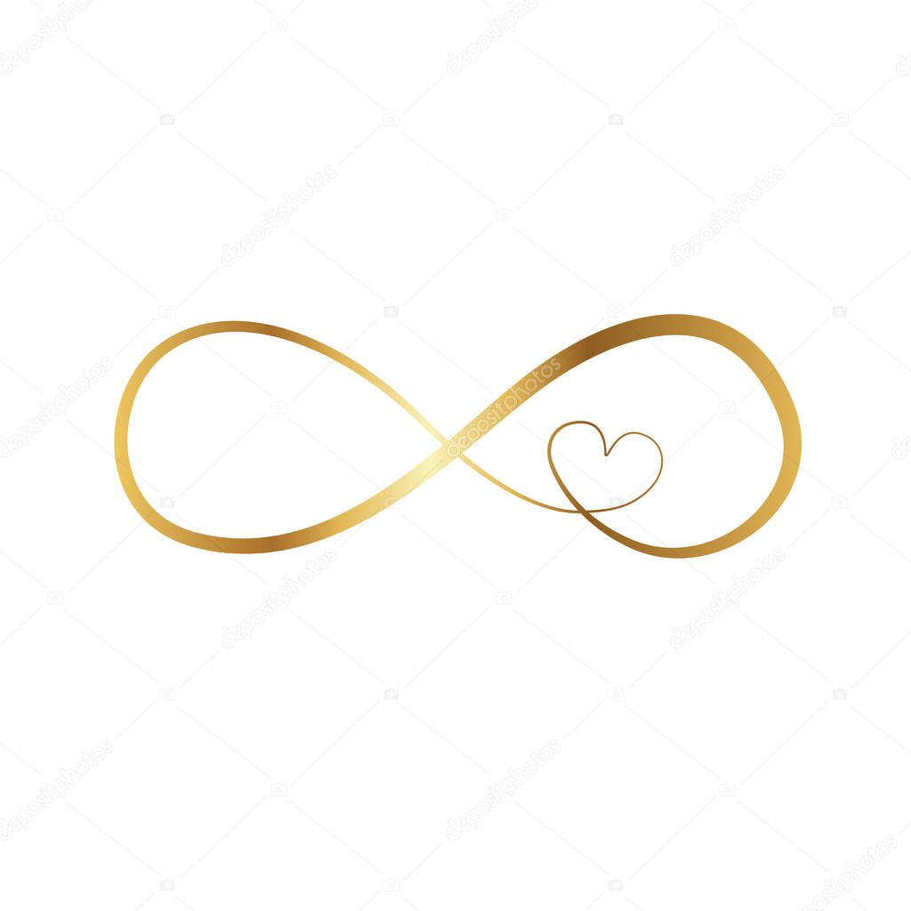 golden infinity sign, vector illustration