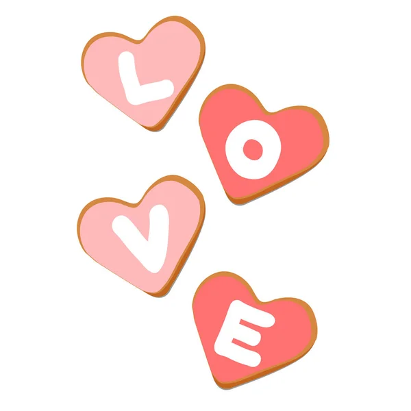 Pepparkakor Cookie Alla Hjärtans Dag — Stock vektor
