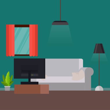 Modern ev iç, vektör çizim