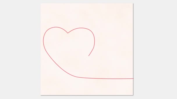 Анімація Малювання Однієї Лінії Серця — стокове відео