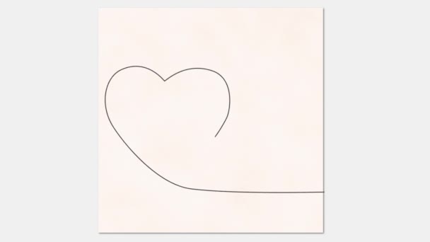 Cuore Una Linea Disegno Animazione — Video Stock