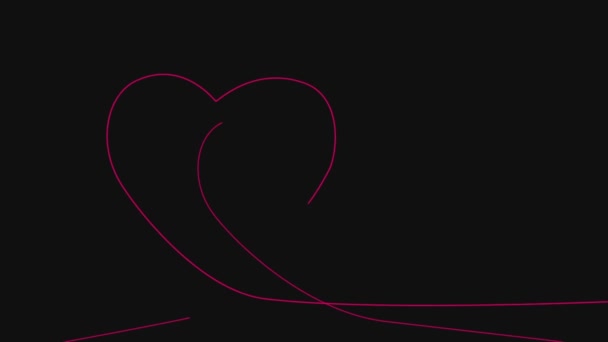 Animasi Gambar Satu Baris Hati — Stok Video