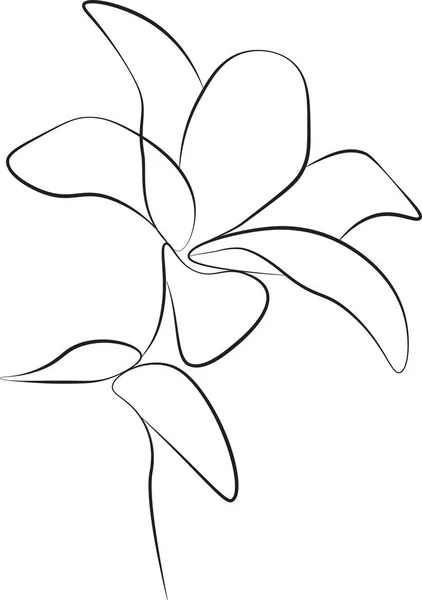 Linje Ritning Blomma Vektorillustration — Stock vektor