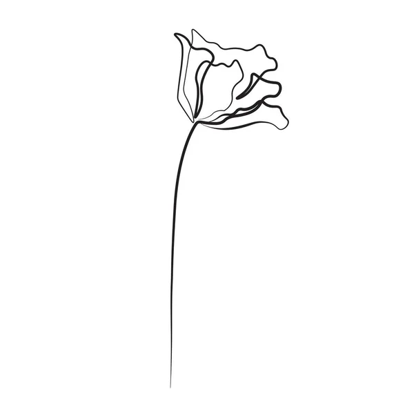 One Line Drawing Rose Flower Vector Illustration — Stock Vector