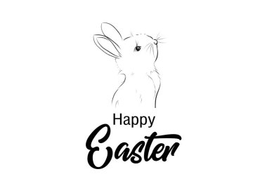Happy Easter bunny kartı çizim ile