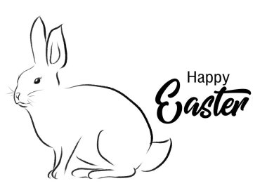 Happy Easter bunny kartı çizim ile