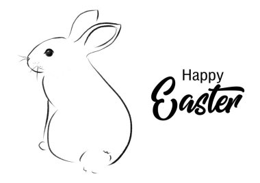 Happy Easter bunny kartı çizim ile