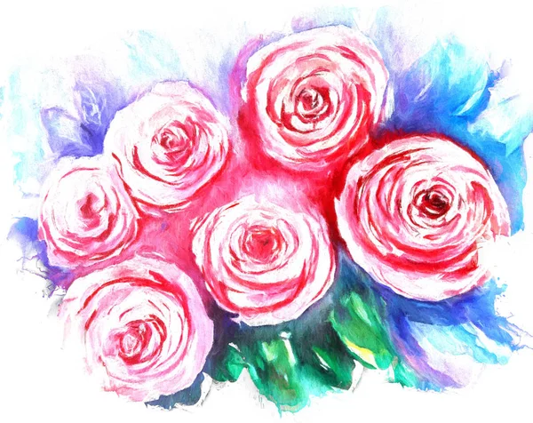 Beautiful Flowers Watercolor Illustration — Stock Photo, Image