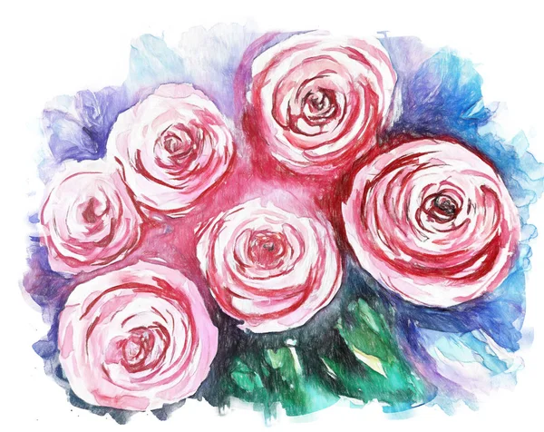 Beautiful Flowers Watercolor Illustration — Stock Photo, Image