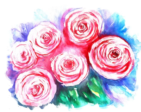 Beautiful Flowers Watercolor Illustration — Stock Photo, Image