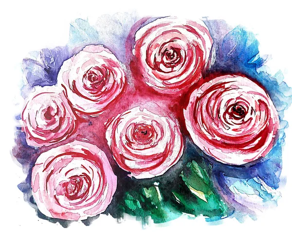 Mooie Bloemen Aquarel Illustratie — Stockfoto