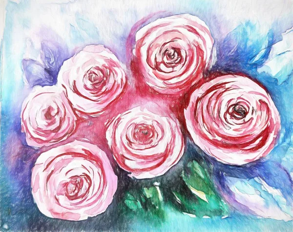 Beautiful Flowers Watercolor Illustration — Stock Photo, Image