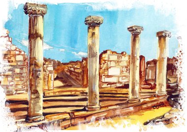 Salamis sanat illüstrasyon su renk