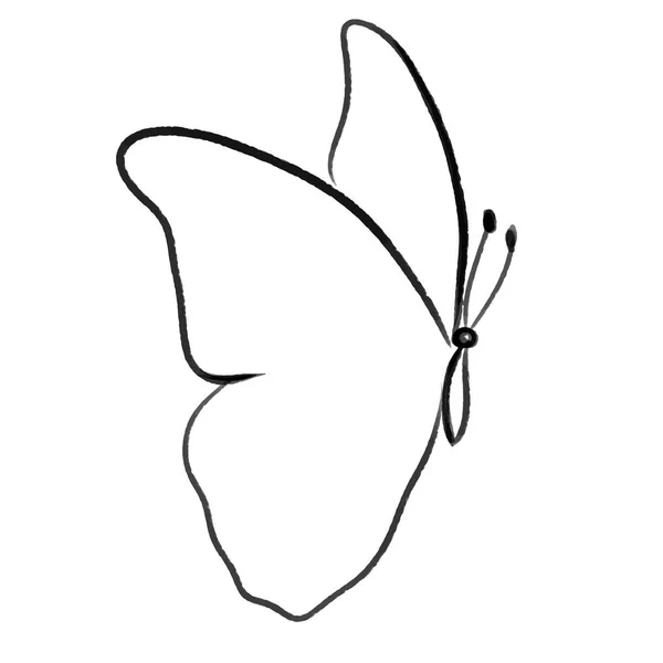 Vector Butterfly One Line Draw Illustration — Stock Vector
