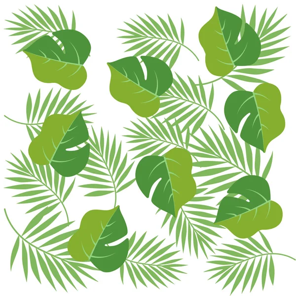 Зелена Долоня Листя Літнього Візерунка Векторні Ілюстрації — стоковий вектор