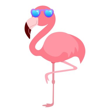 Gözlük vektör illüstrasyon ile yaz flamingo