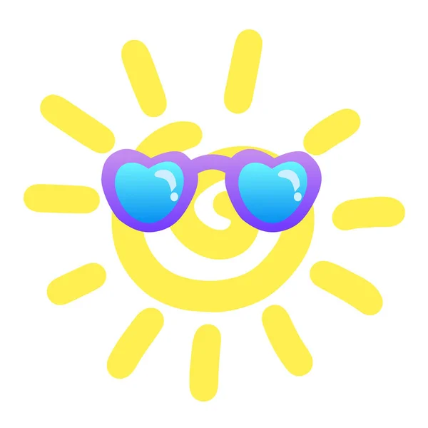 Sol Verano Con Gafas Vector Ilustración — Vector de stock