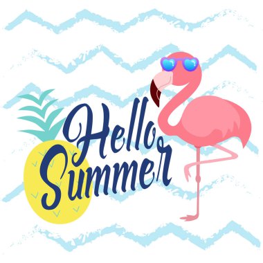 Güzel yaz flamingo vektör illüstrasyon