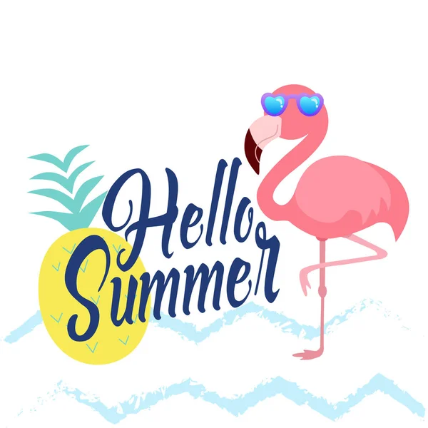 Vacker Sommar Flamingo Vektor Illustration — Stock vektor