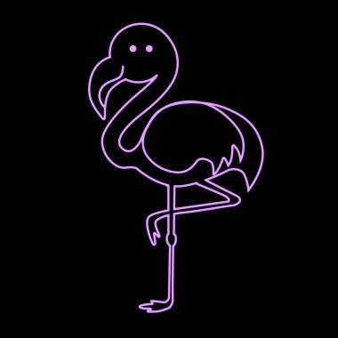 Neon line flamingo kuş illüstrasyon