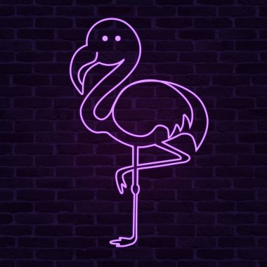 Neon line flamingo kuş illüstrasyon