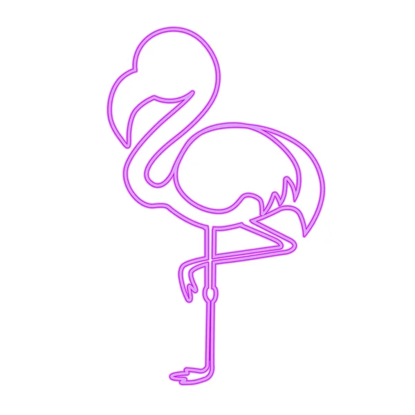 Linha Néon Flamingo Pássaro Ilustração — Fotografia de Stock