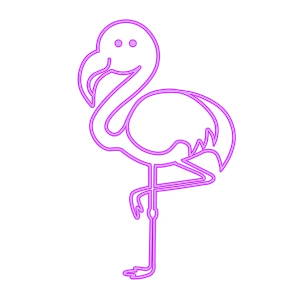 Linha Néon Flamingo Pássaro Ilustração — Fotografia de Stock