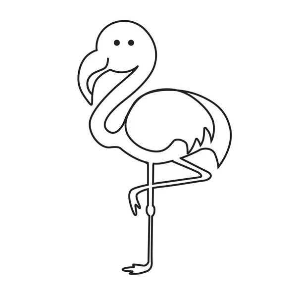 Elegáns Vonal Flamingó Madár Illusztráció — Stock Vector