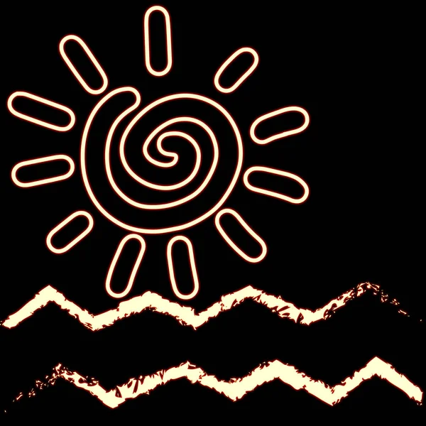 Belo Neon Feliz Sol Ilustração — Fotografia de Stock