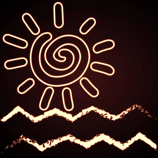 Piękny Neon Szczęśliwy Słońce Ilustracja — Zdjęcie stockowe
